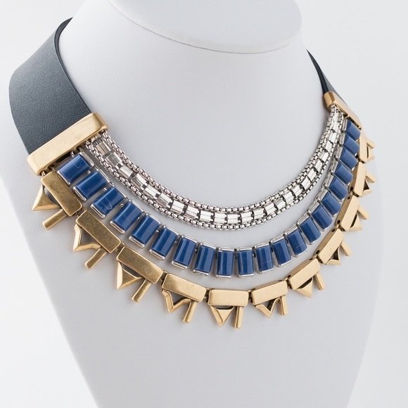 Stella & Dot Natalie Necklace Statement Layered Reversible Gold Silver Tone - Picture 6 of 13